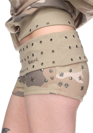 MIDNIGHT STUDDED MICRO HOTPANT SHORTS CAMO
