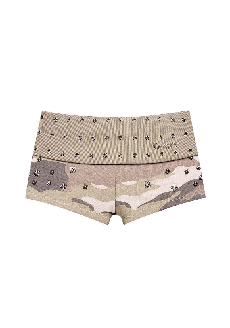 MIDNIGHT STUDDED MICRO HOTPANT SHORTS CAMO