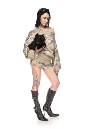MIDNIGHT STUDDED MICRO HOTPANT SHORTS CAMO
