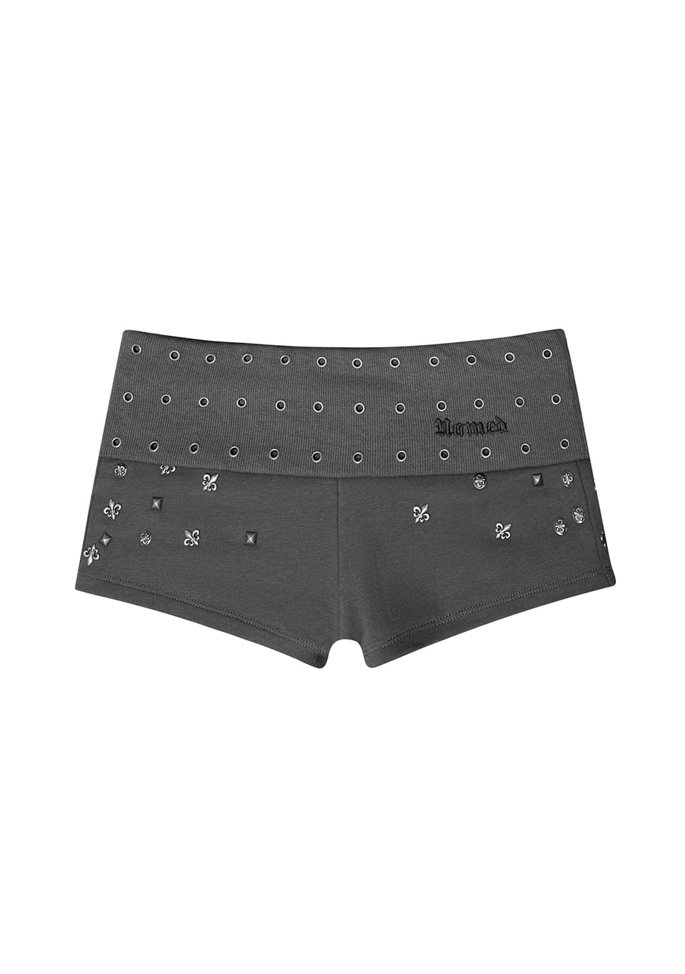 MIDNIGHT STUDDED MICRO HOTPANT SHORTS CHARCOAL