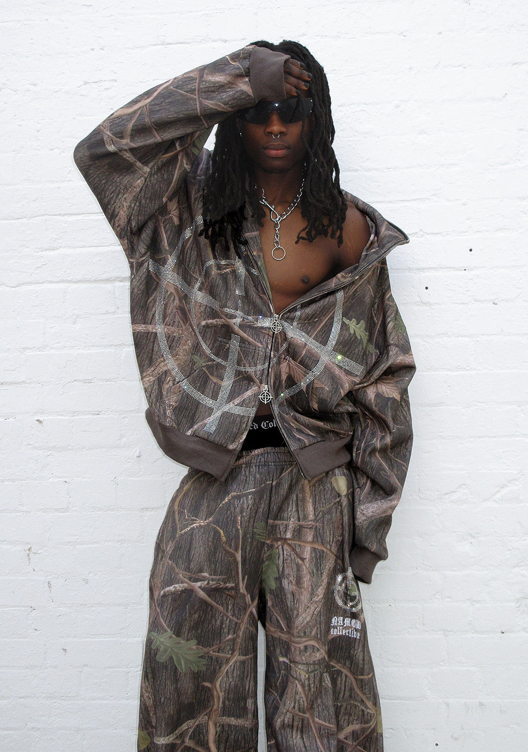 MISSION RHINESTONE ZIP HOODIE TREE CAMO