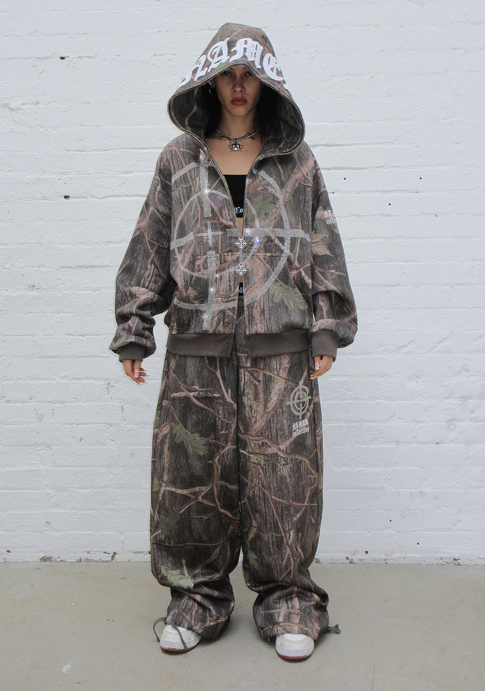 MISSION RHINESTONE ZIP HOODIE TREE CAMO