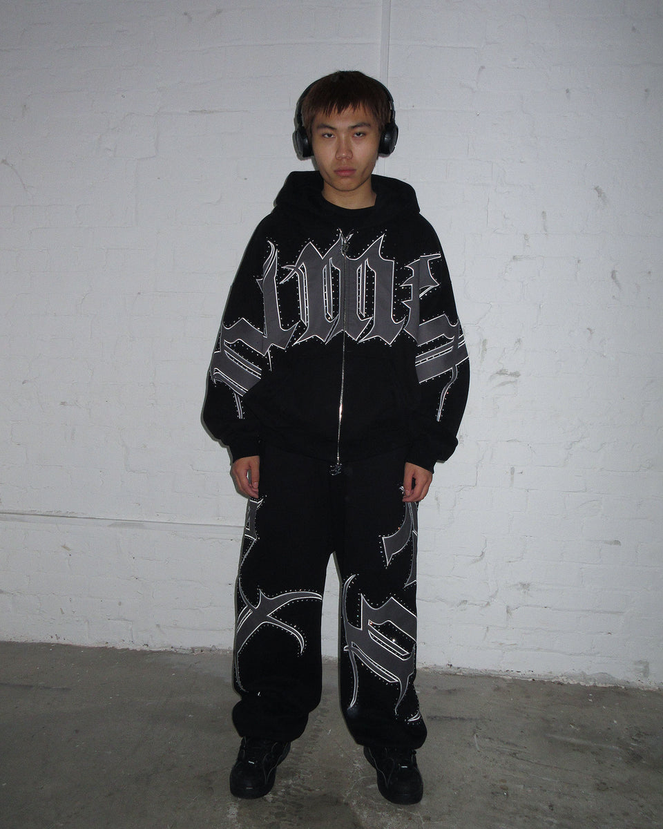 MONSTER RHINESTONE SWEATPANTS BLACK