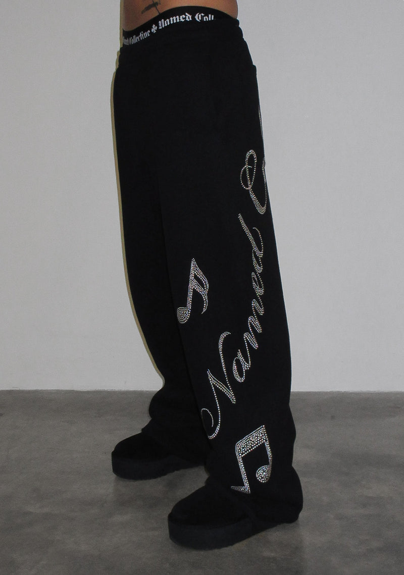 MUSE STUDDED OVERSIZED SWEATPANTS BLACK