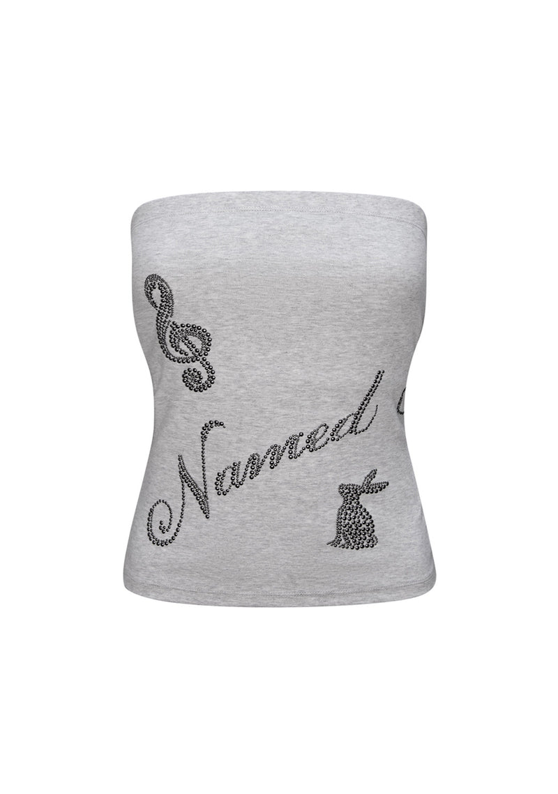MUSE STUDDED TUBE TOP GREY MARL