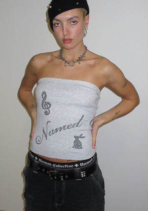 MUSE STUDDED TUBE TOP GREY MARL