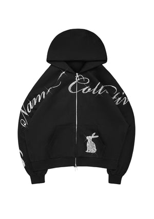 MUSE STUDDED ZIP HOODIE BLACK