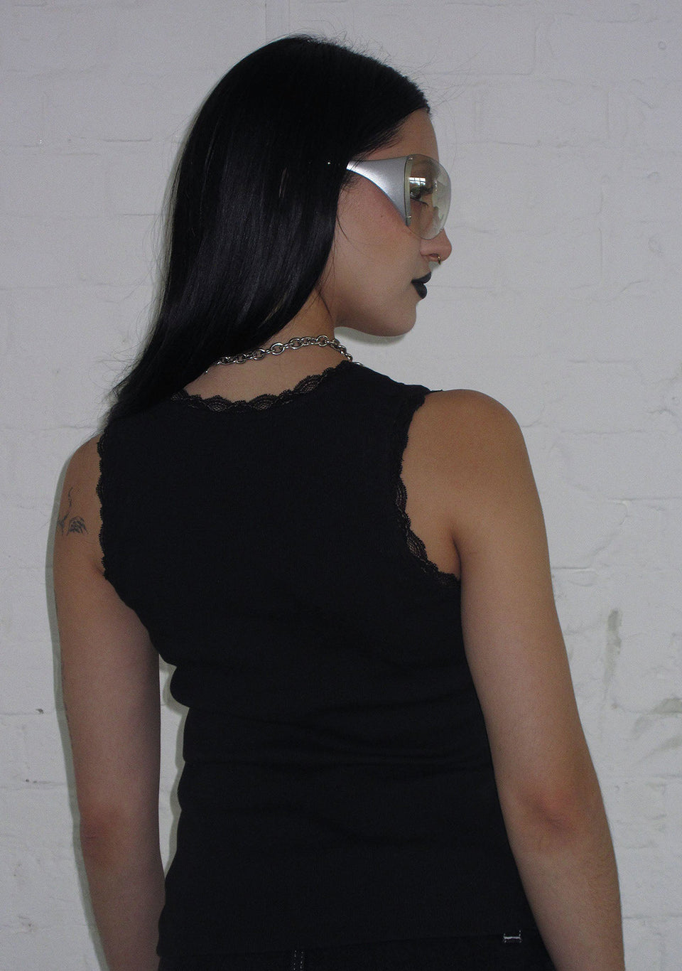 NAMED AS FUCK' LACE RIBBED TANK BLACK