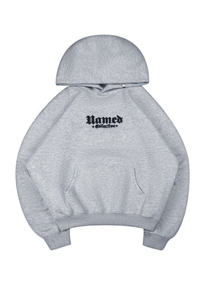 NAMED CLASSICS LOGO PULLOVER HOODIE GREY MARL