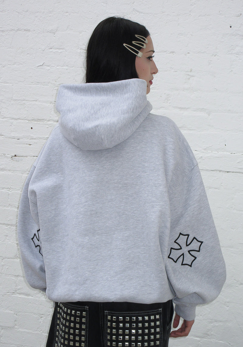 NAMED CLASSICS LOGO PULLOVER HOODIE GREY MARL