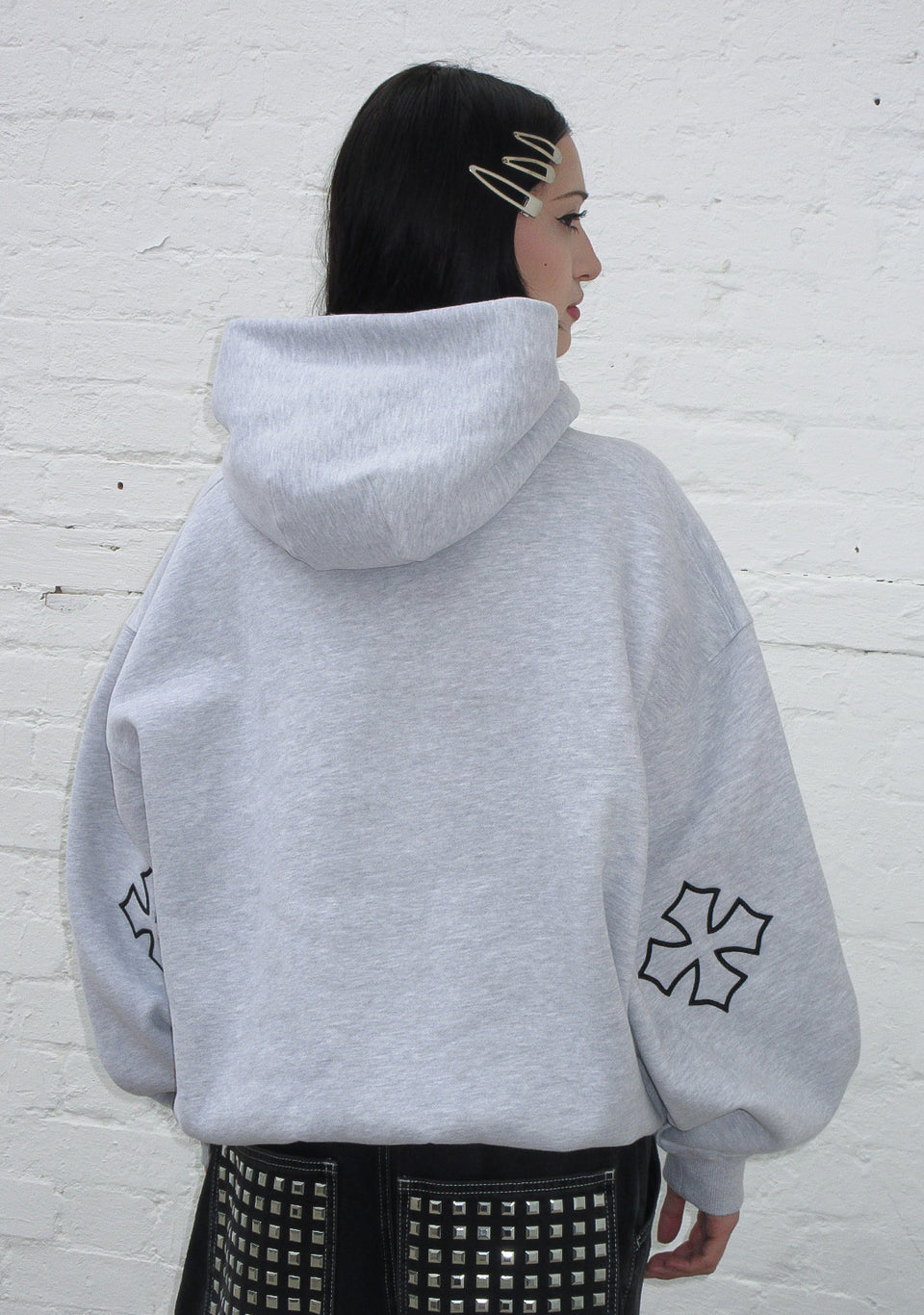 NAMED CLASSICS LOGO PULLOVER HOODIE GREY MARL