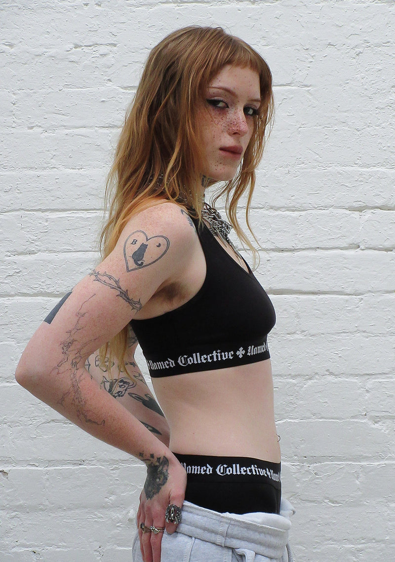 NAMED CLASSICS LOGO RACERBACK BRA TOP BLACK