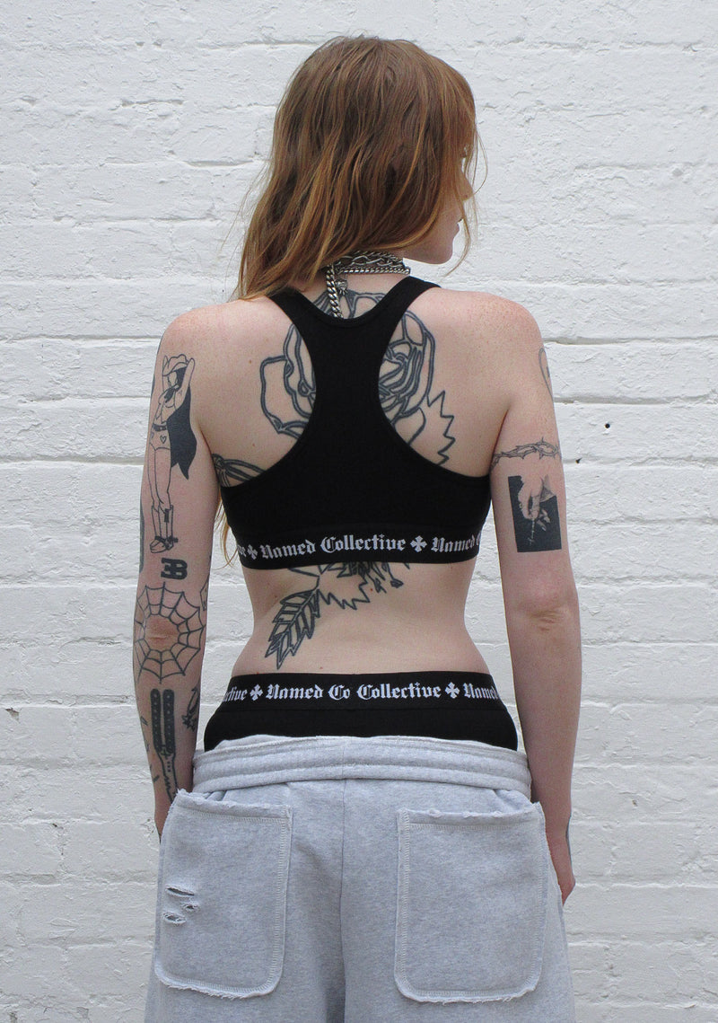 NAMED CLASSICS LOGO RACERBACK BRA TOP BLACK