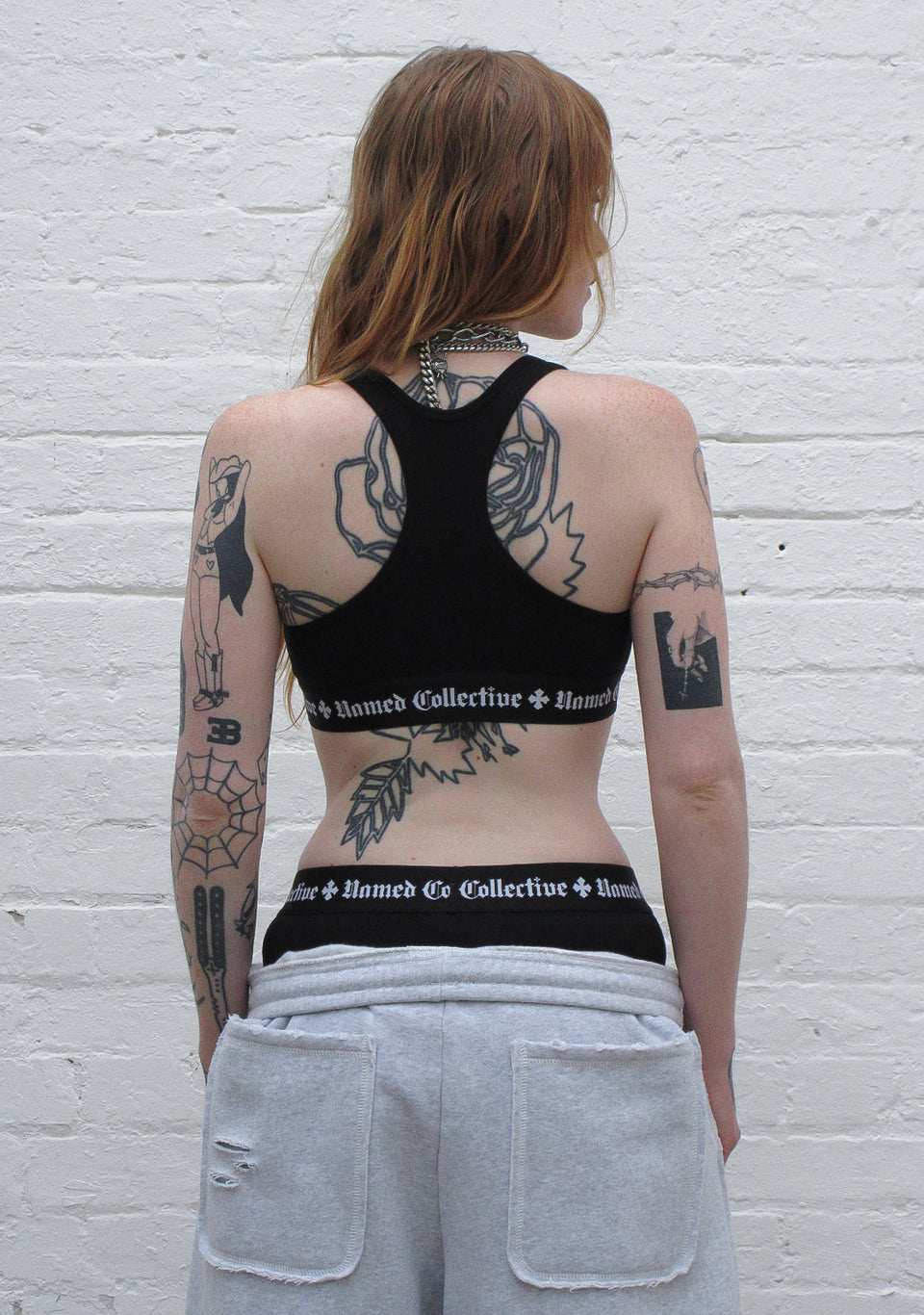 NAMED CLASSICS LOGO RACERBACK BRA TOP BLACK