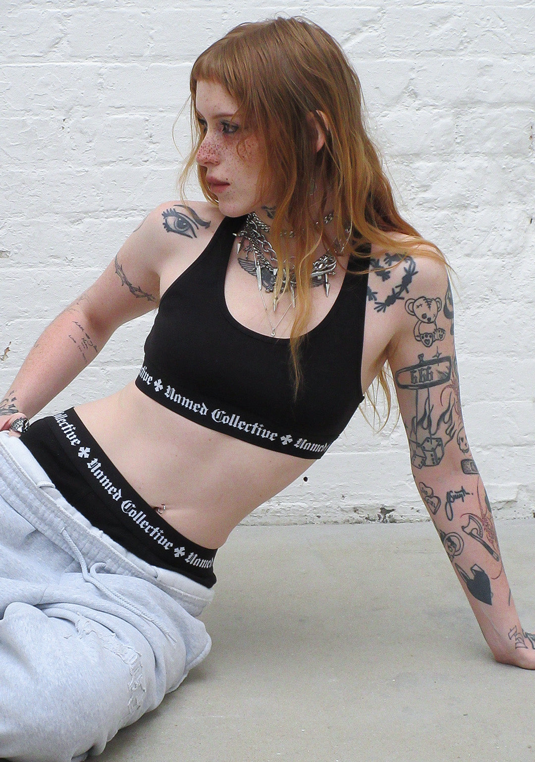 NAMED CLASSICS LOGO RACERBACK BRA TOP BLACK