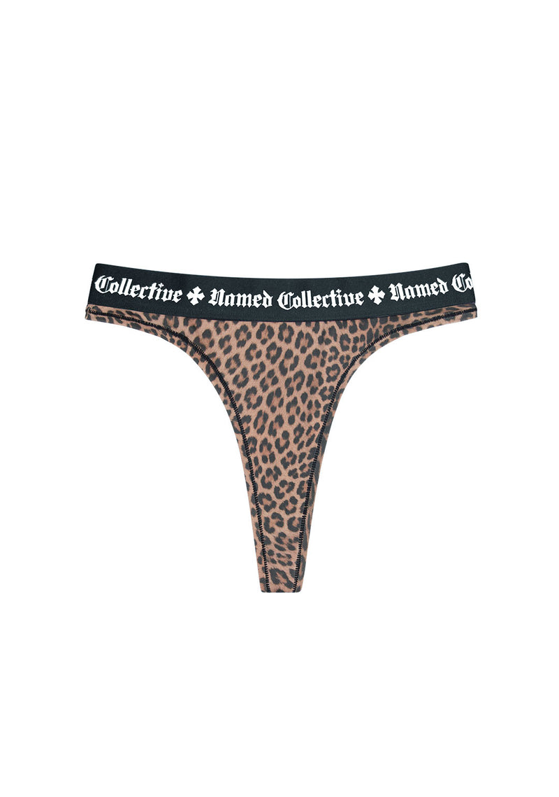 NAMED CLASSICS LOGO THONG LEOPARD