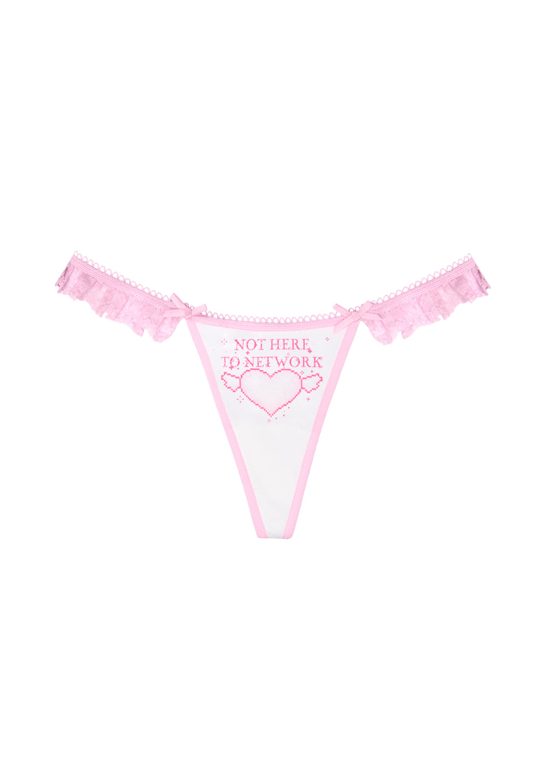 NETWORK GLITTER LACE RUFFLE THONG WHITE