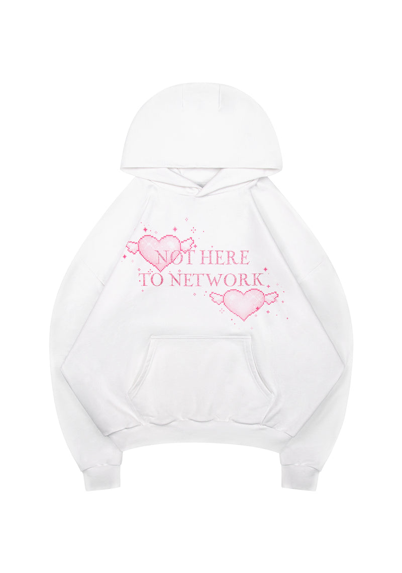 NETWORK GLITTER PULLOVER HOODIE WHITE