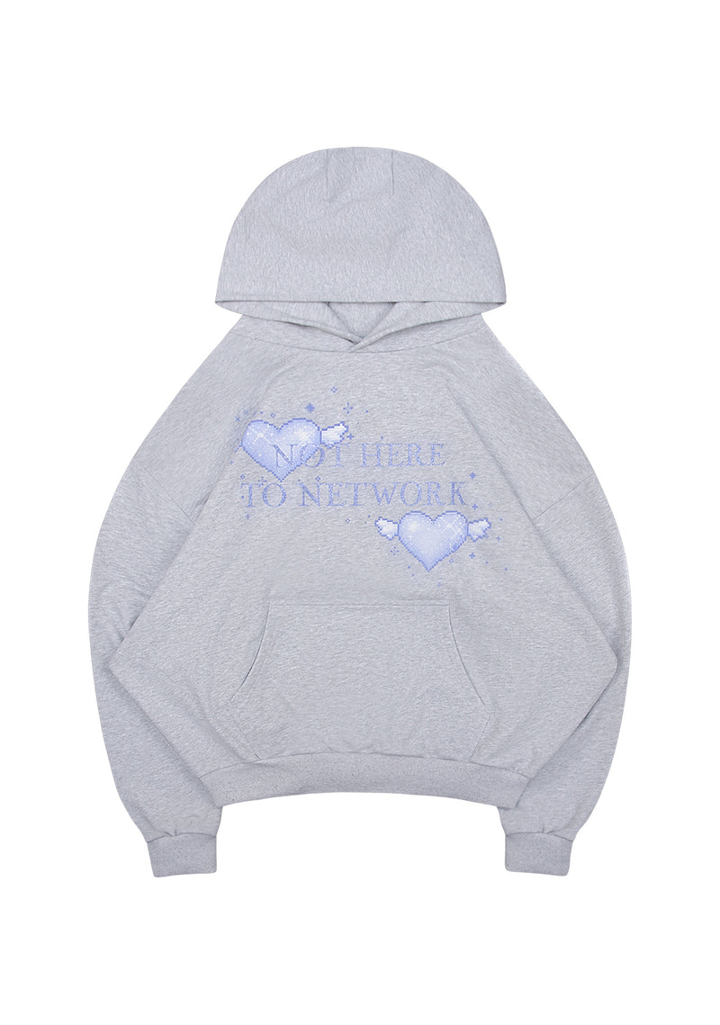 NETWORK GLITTER PULLOVER HOODIE GREY MARL