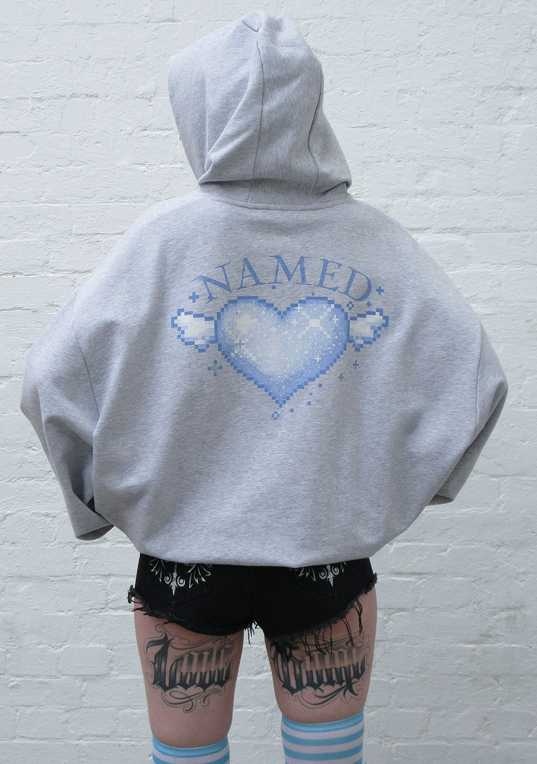 NETWORK GLITTER PULLOVER HOODIE GREY MARL