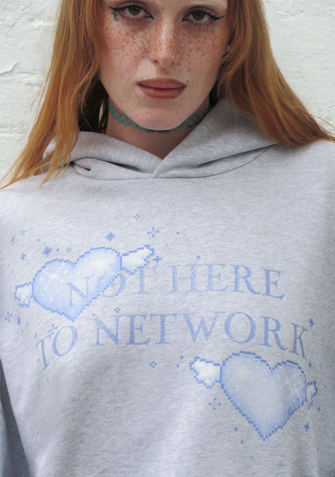 NETWORK GLITTER PULLOVER HOODIE GREY MARL