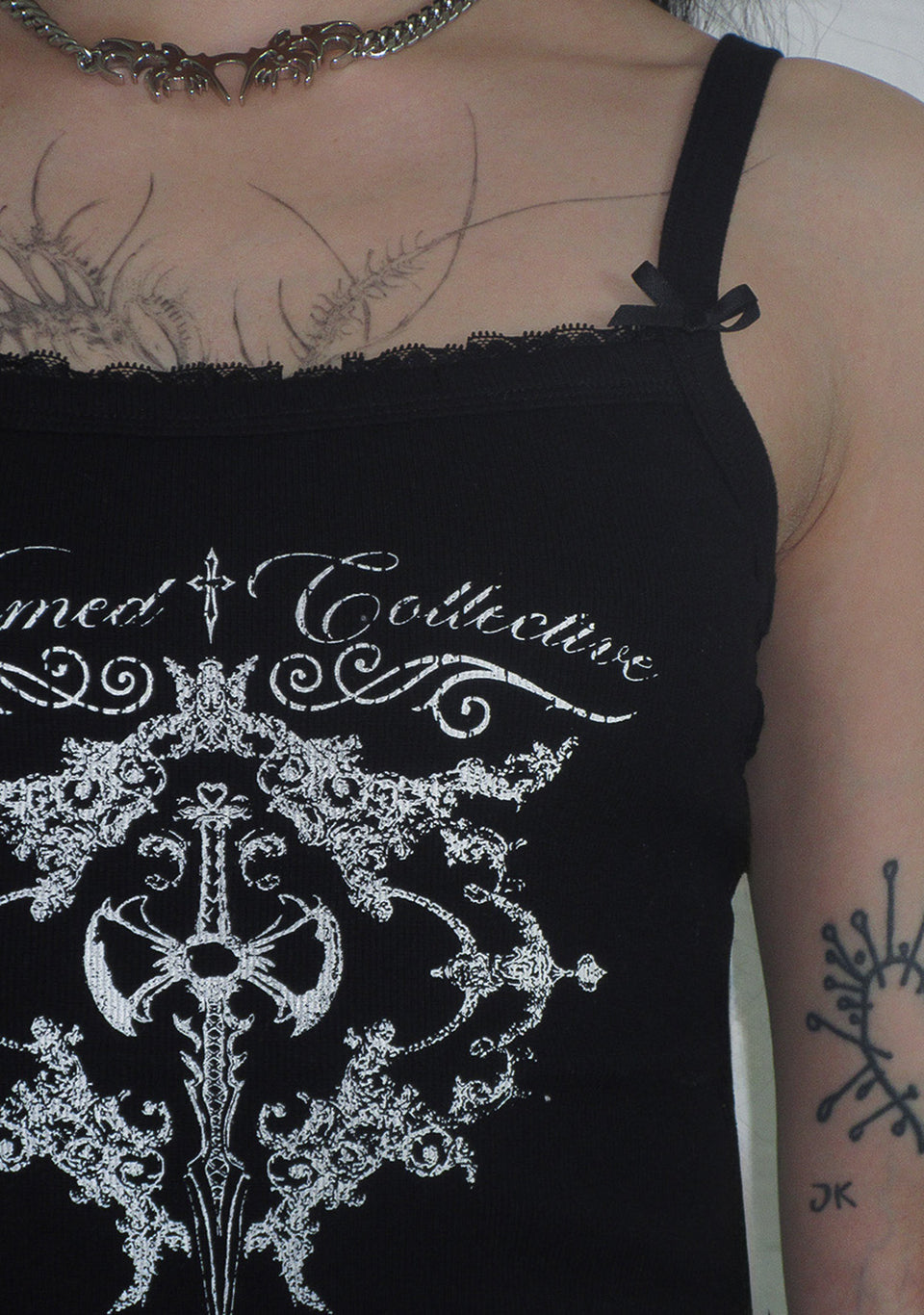 NOCTURNAL LACE BACK CAMI TANK BLACK