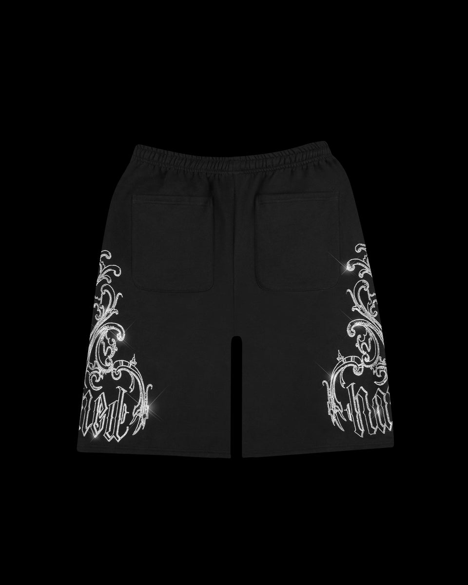 NOCTURNAL RHINESTONE OVERSIZED SWEATSHORTS BLACK