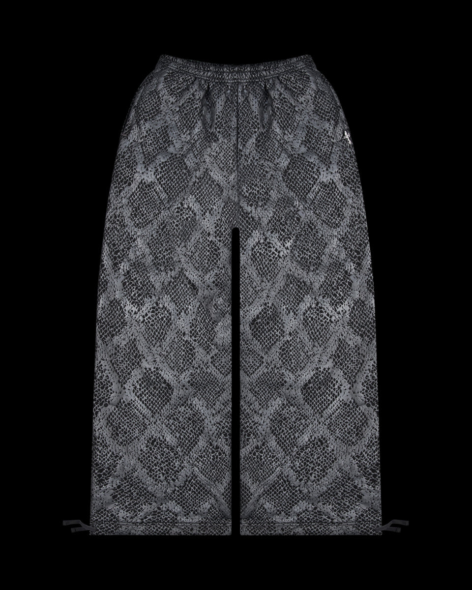 NOCTURNAL SNAKESKIN TEXTURED OVERSIZED SWEATPANTS BLACK
