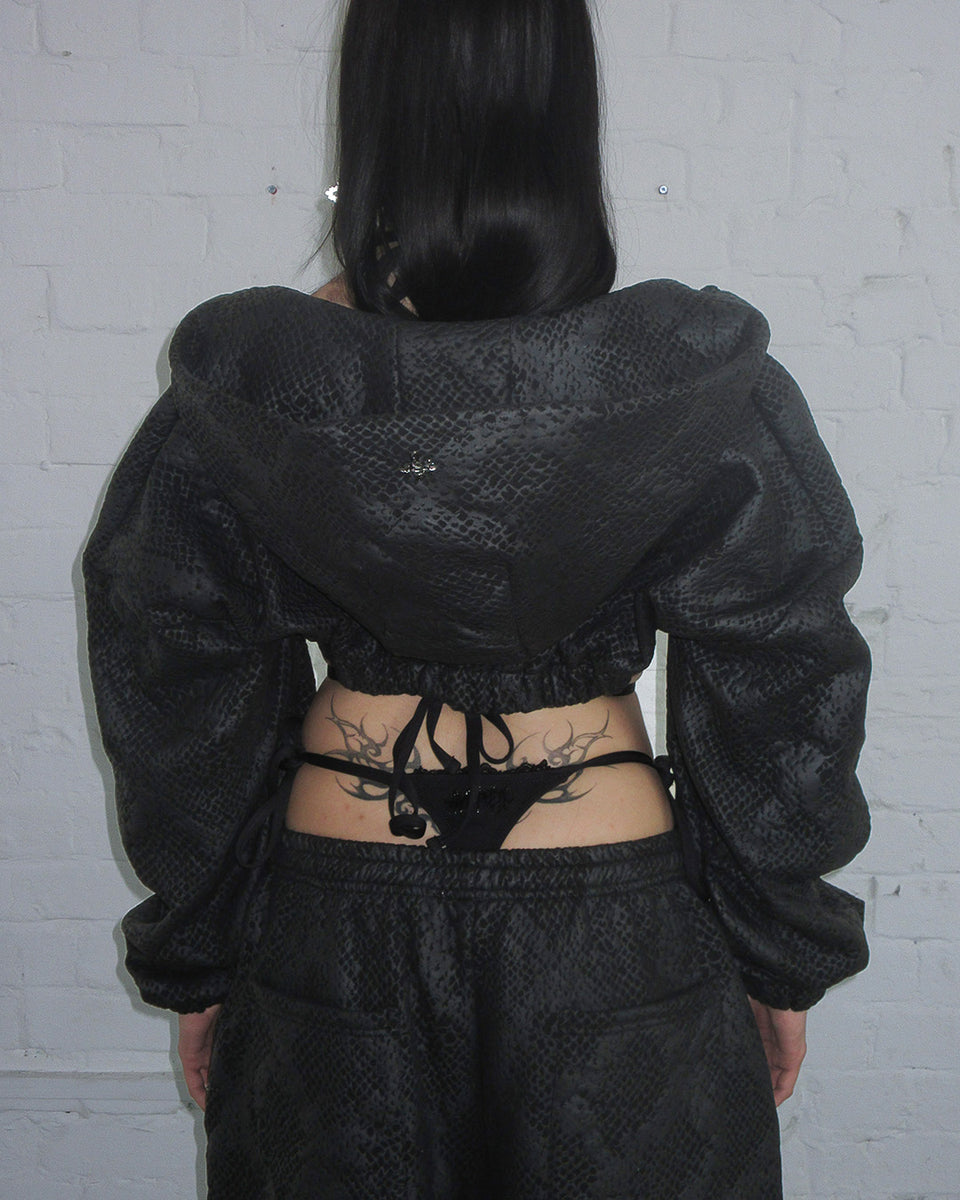 NOCTURNAL SNAKESKIN TEXTURED OVERSIZED SWEATPANTS BLACK