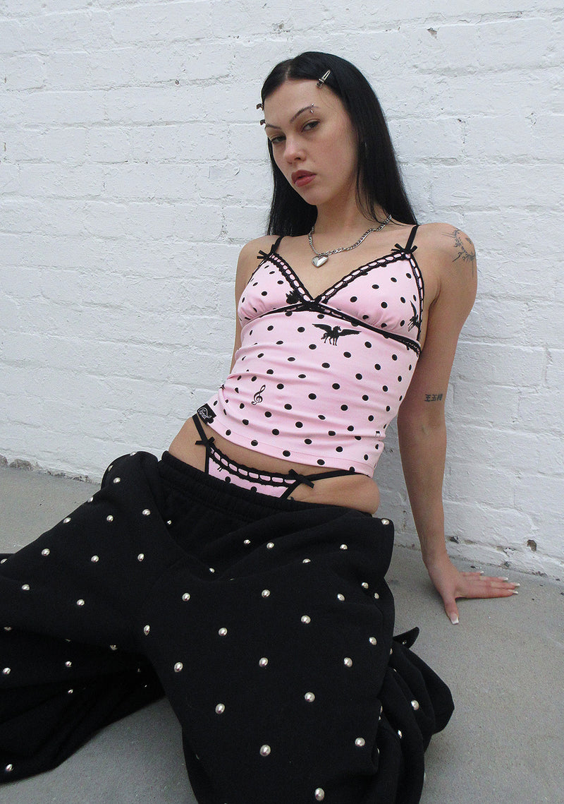 NOVA POLKA DOT CAMI TOP BABY PINK