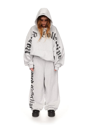 Nth ACTIVE OLD ENGLISH OVERSIZED PULLOVER HOODIE GREY MARL