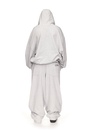 Nth ACTIVE OLD ENGLISH OVERSIZED PULLOVER HOODIE GREY MARL