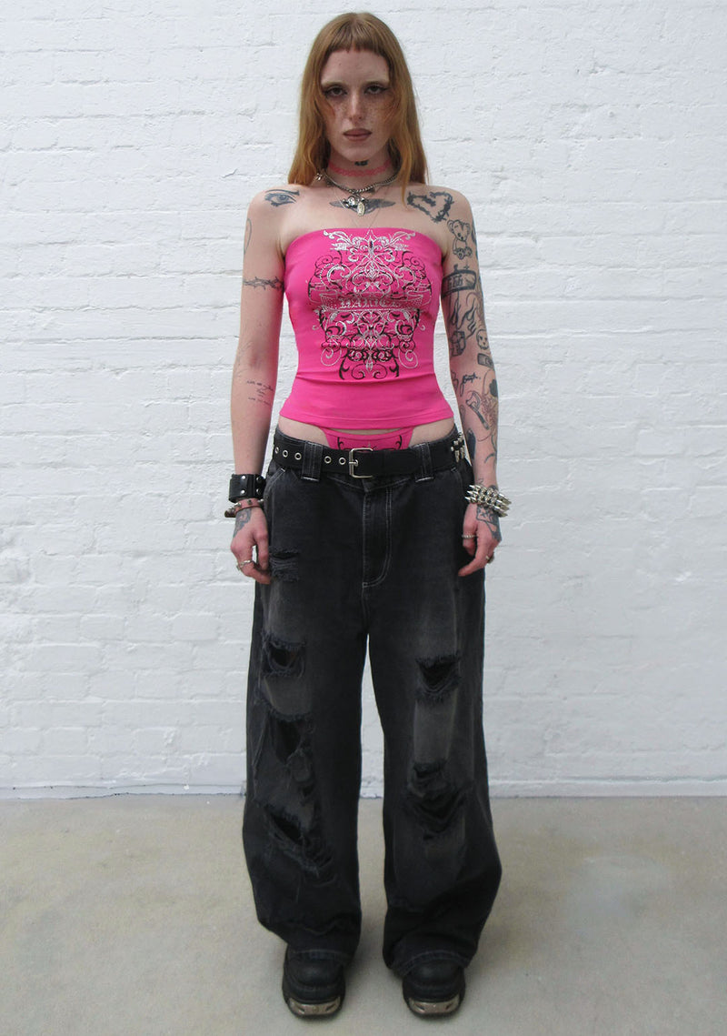 OBSESSION RHINESTONE TUBE TOP HOT PINK