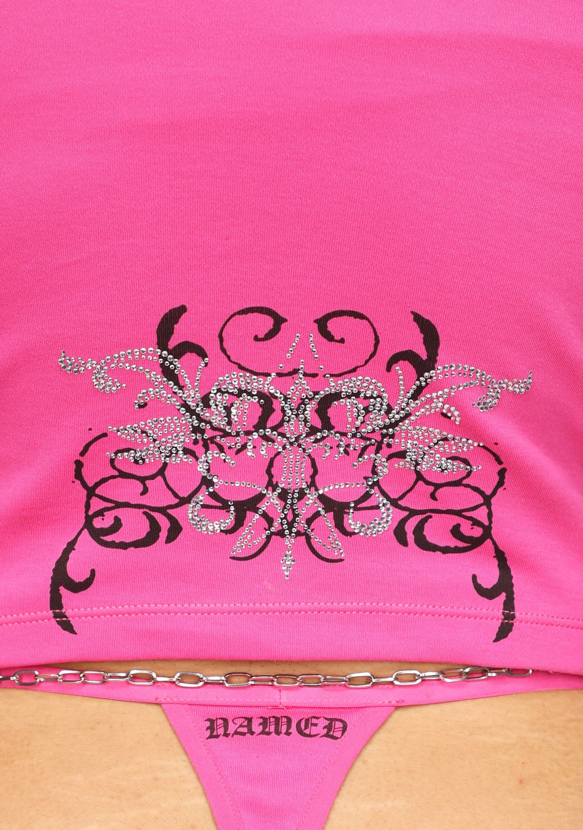 OBSESSION RHINESTONE TUBE TOP HOT PINK