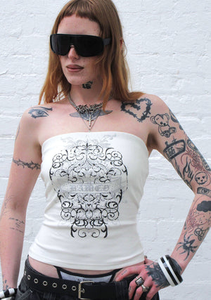 OBSESSION RHINESTONE TUBE TOP WHITE