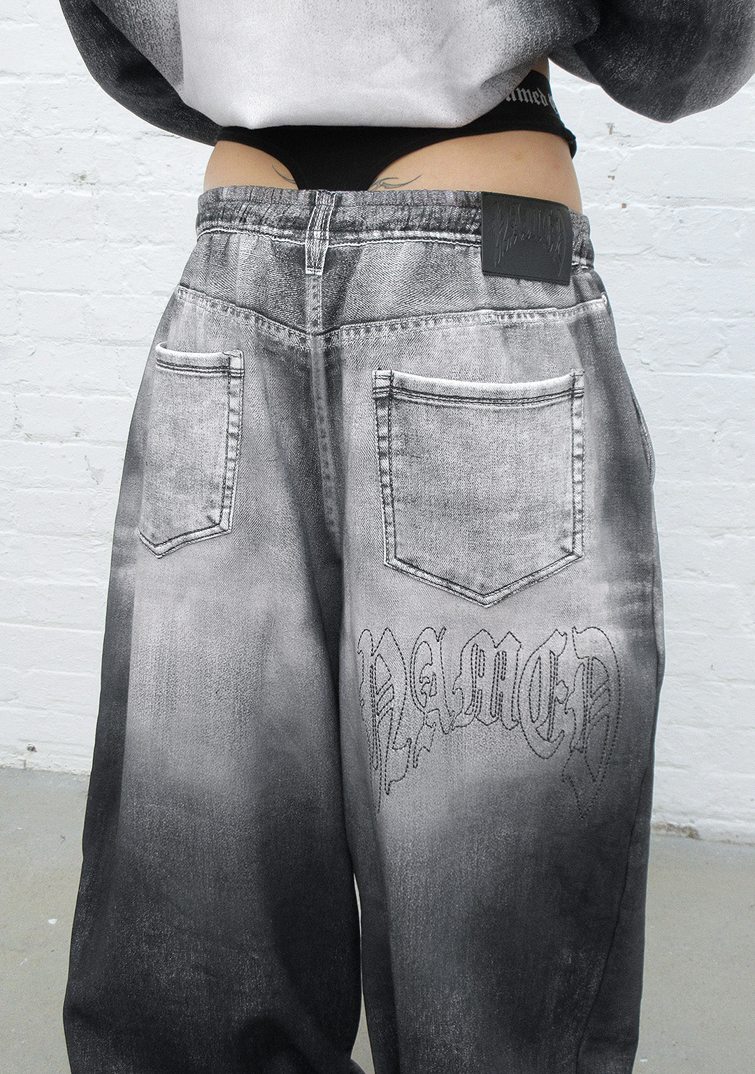 OFF GRID DENIM EFFECT OVERSIZED SWEATPANTS WASHED BLACK