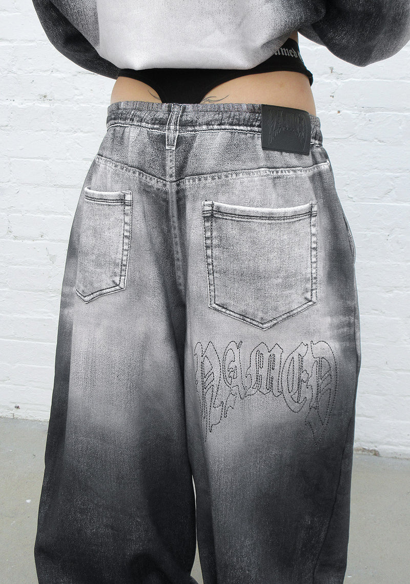 OFF GRID DENIM EFFECT OVERSIZED SWEATPANTS WASHED BLACK