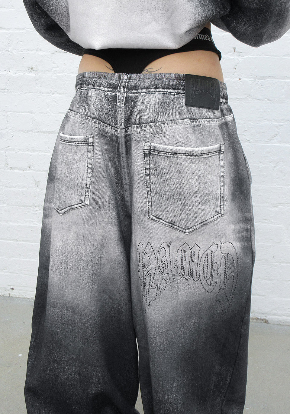 OFF GRID DENIM EFFECT OVERSIZED SWEATPANTS WASHED BLACK