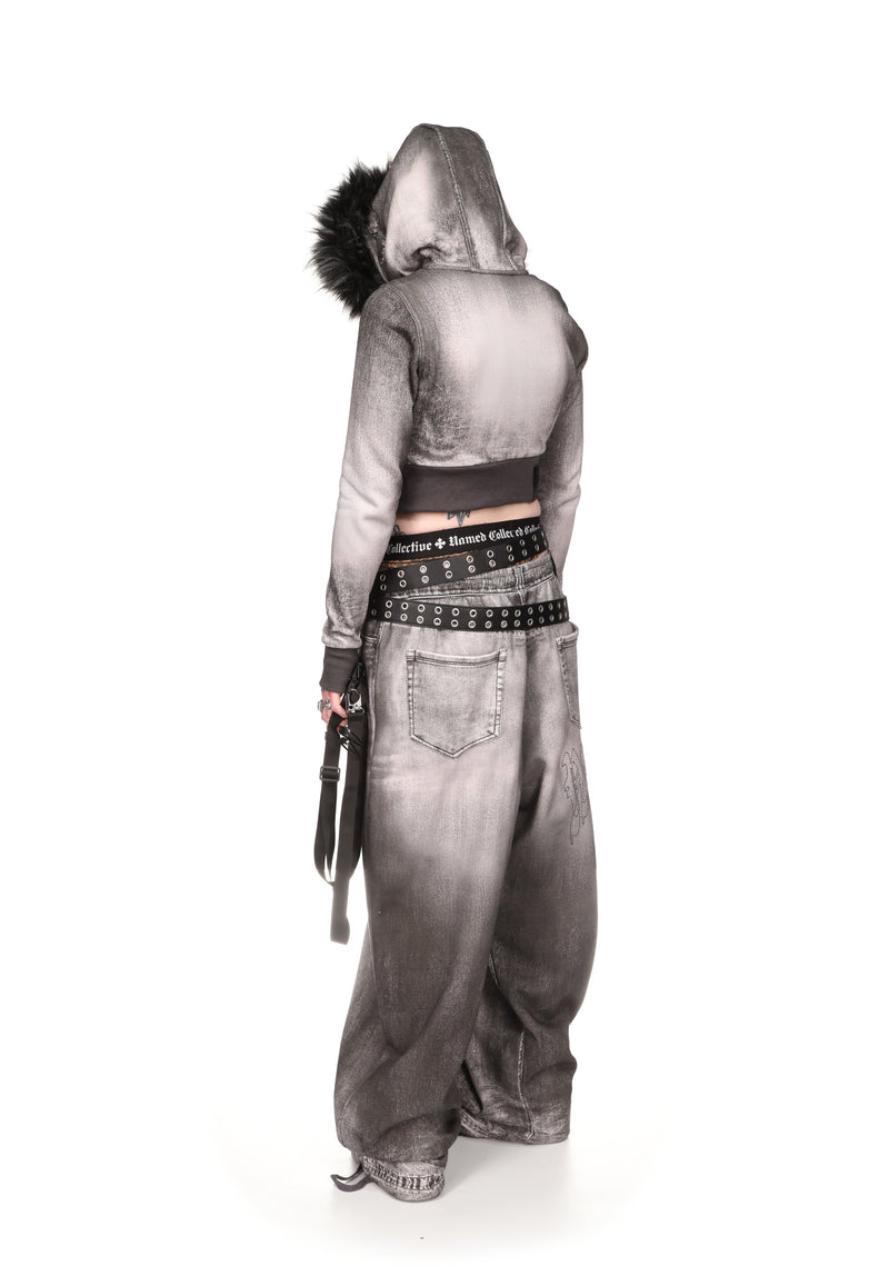 OFF GRID DENIM EFFECT OVERSIZED SWEATPANTS WASHED BLACK