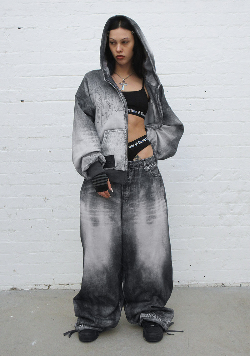 OFF GRID DENIM EFFECT OVERSIZED SWEATPANTS WASHED BLACK