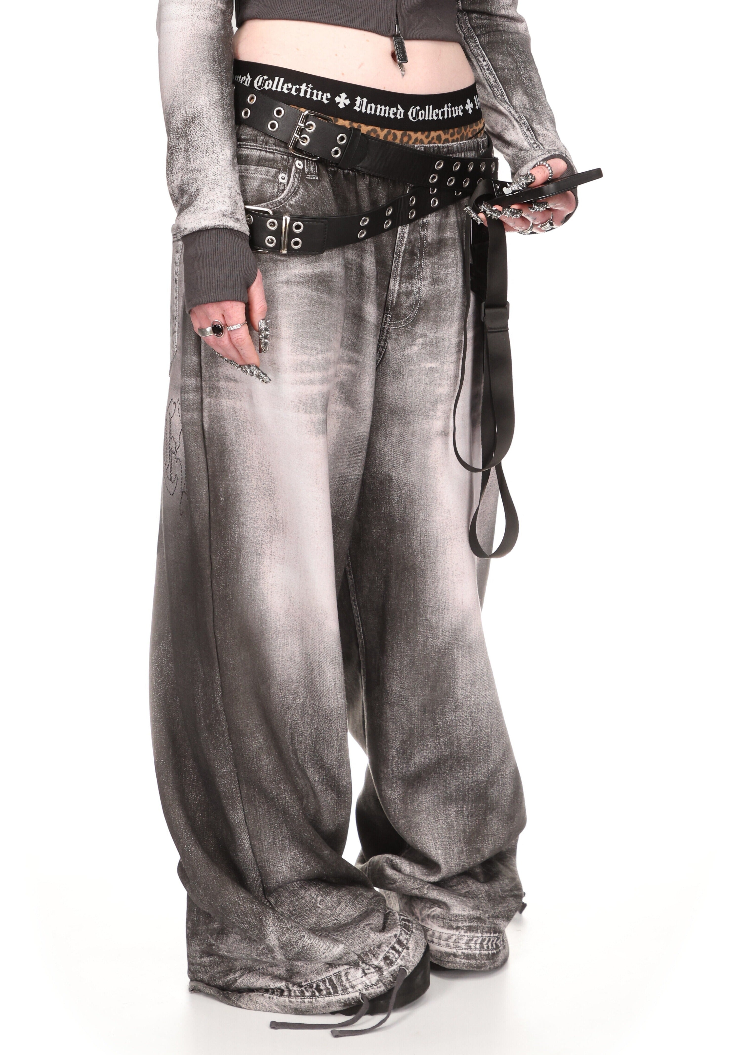 Off Grid Denim Effect Oversized Sweatpants Washed Black – NAMED
