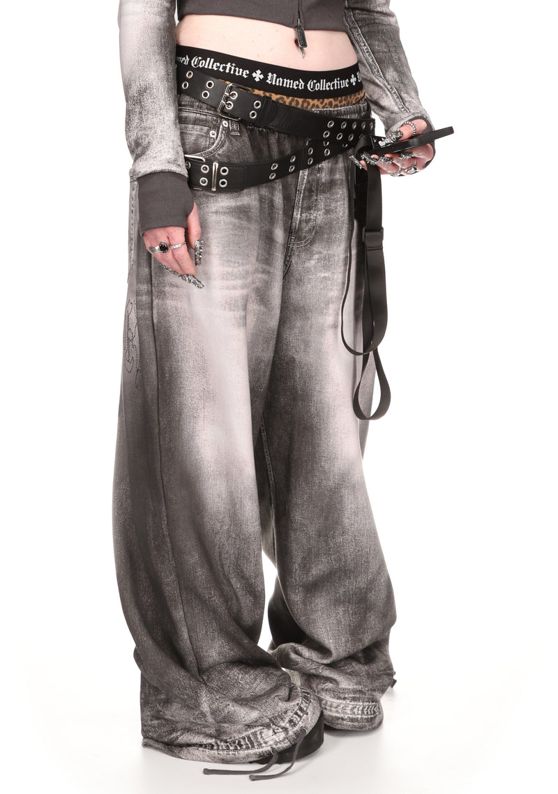 OFF GRID DENIM EFFECT OVERSIZED SWEATPANTS WASHED BLACK