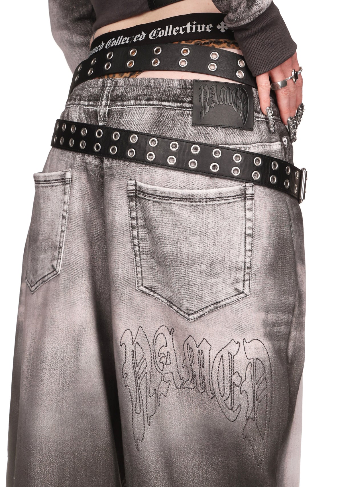 OFF GRID DENIM EFFECT OVERSIZED SWEATPANTS WASHED BLACK
