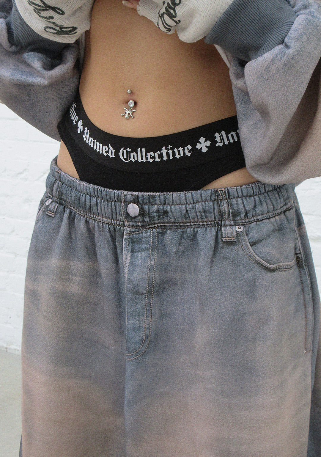 OFF GRID DENIM EFFECT OVERSIZED SWEATPANTS WASHED BLUE