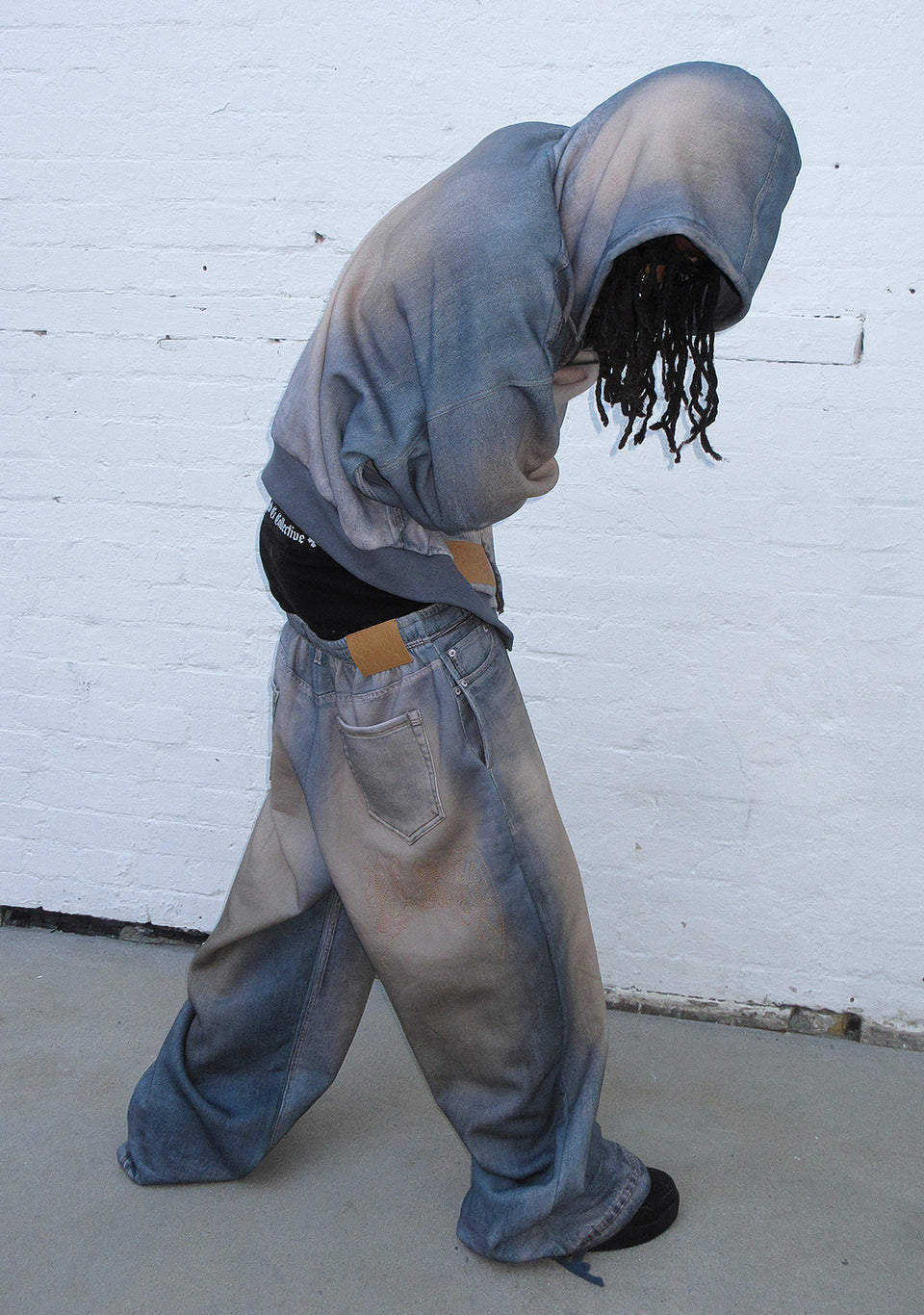 OFF GRID DENIM EFFECT ZIP HOODIE WASHED BLUE