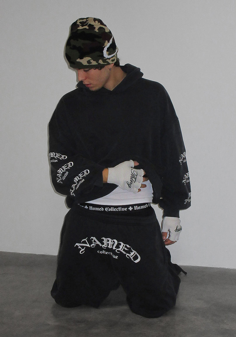 OLD ENGLISH OVERSIZED SWEATPANTS WASHED CHARCOAL