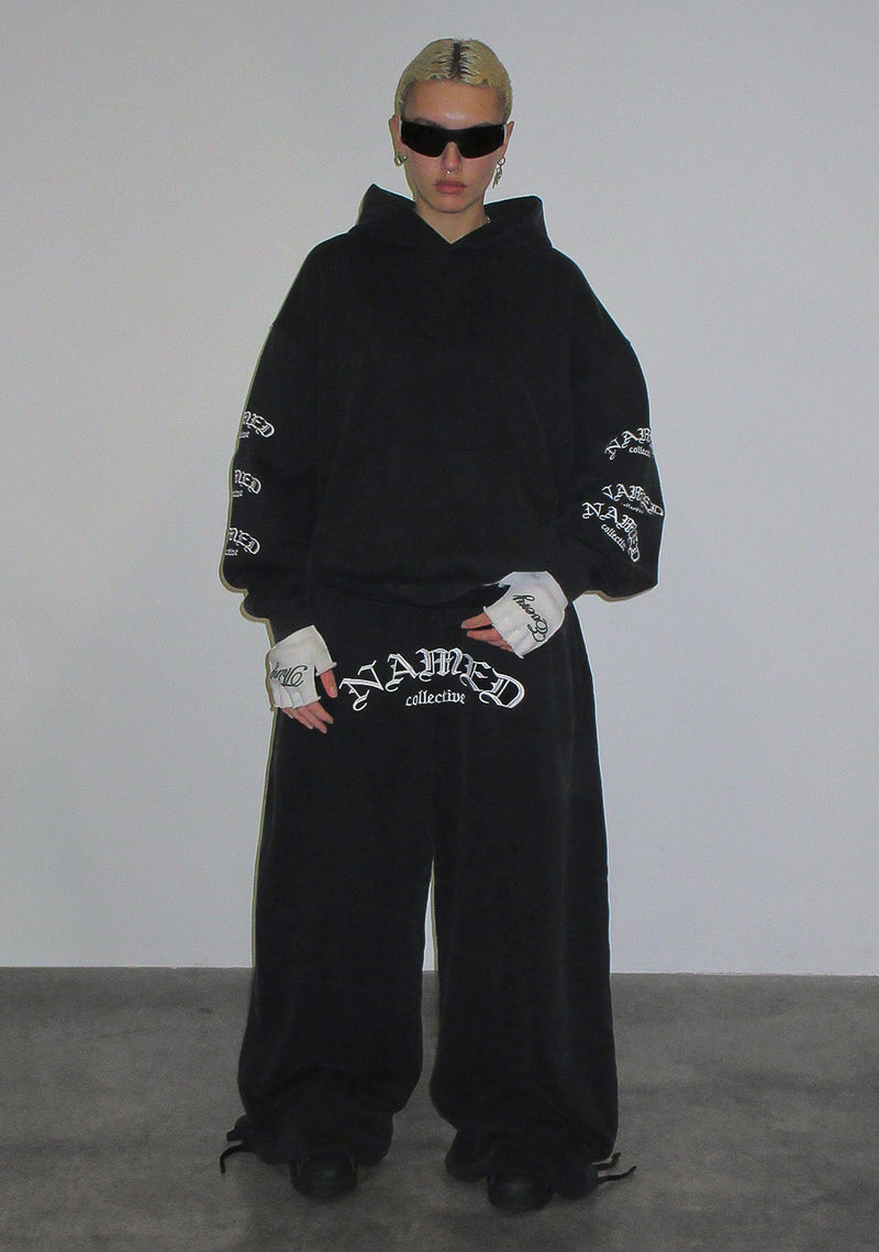 OLD ENGLISH PULLOVER HOODIE WASHED CHARCOAL