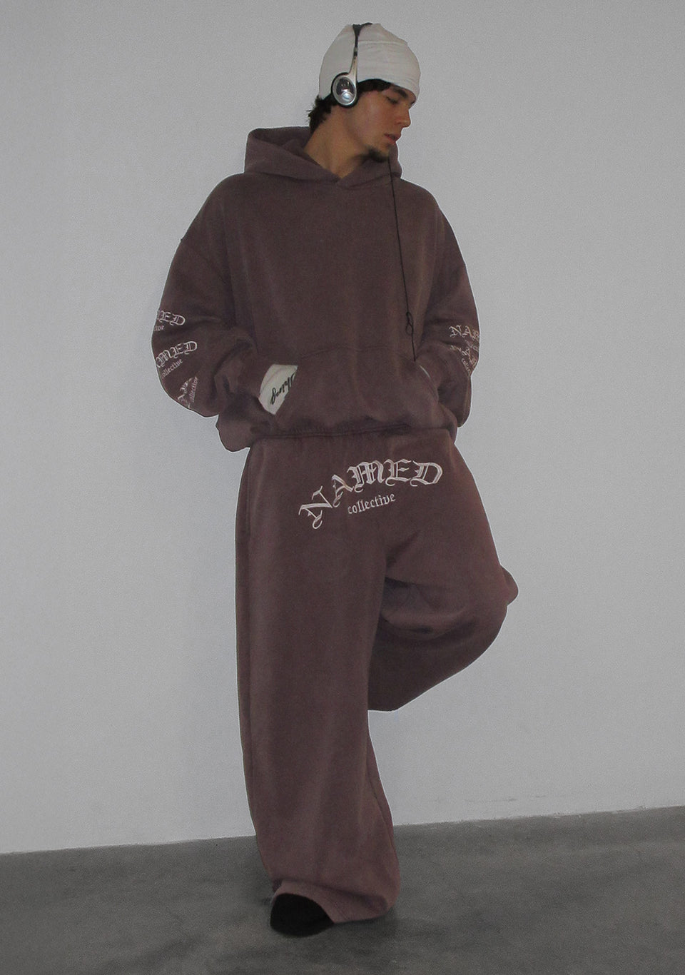 OLD ENGLISH PULLOVER HOODIE WASHED MAUVE