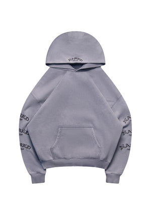 OLD ENGLISH PULLOVER HOODIE WASHED VINTAGE GREY