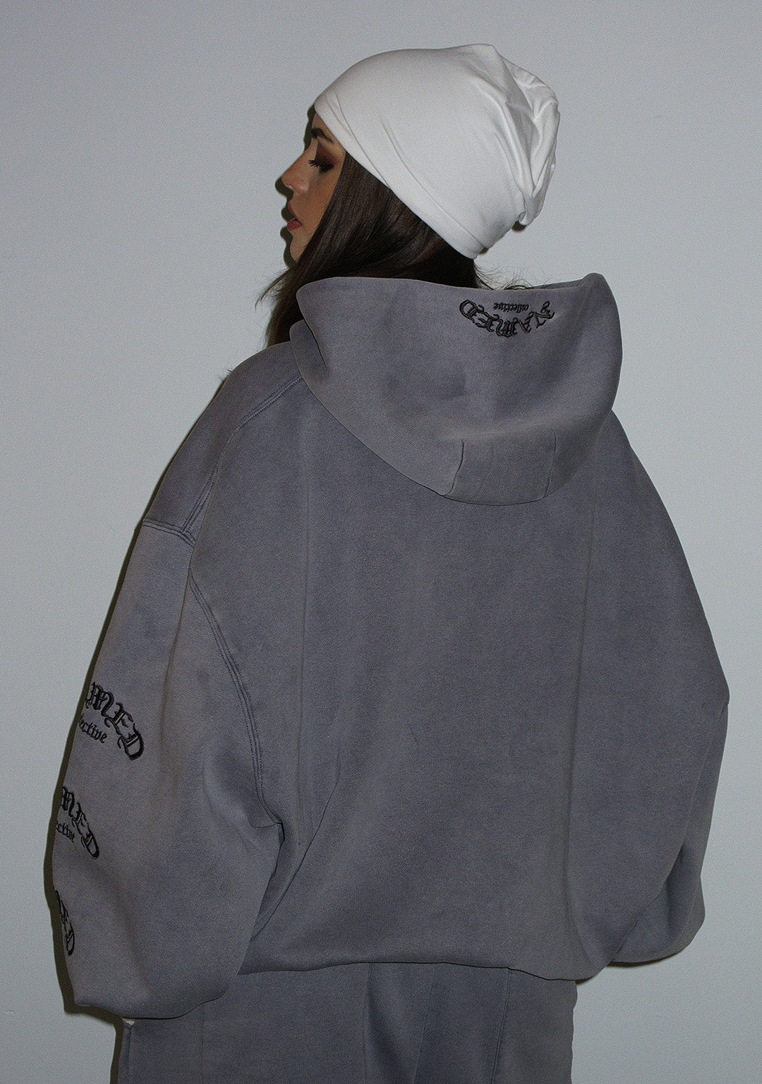 OLD ENGLISH PULLOVER HOODIE WASHED VINTAGE GREY